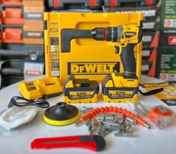دریل شارژی 88 ولت پولیش دار دیوالت سه نظام فلزی موتور براشلس مدل DEWALT MOD.DXR-09
