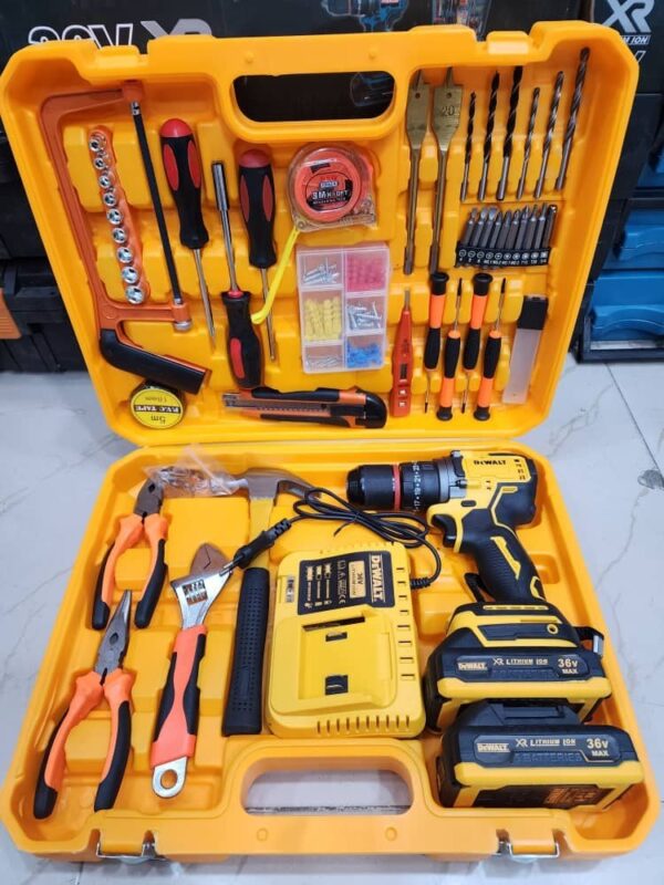 دریل شارژی پیچ گوشتی دیوالت 36 ولت با جعبه ابزار کامل Dewalt 36V